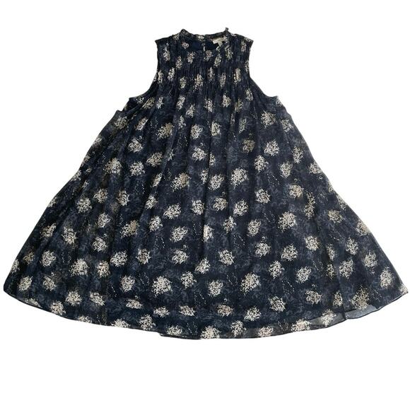 JOIE BALTIC MIDI DRESS BLACK/GRAY FLORAL FLOWY SMOCKED LACE SZ S RUFFLE NECK - Picture 16 of 16